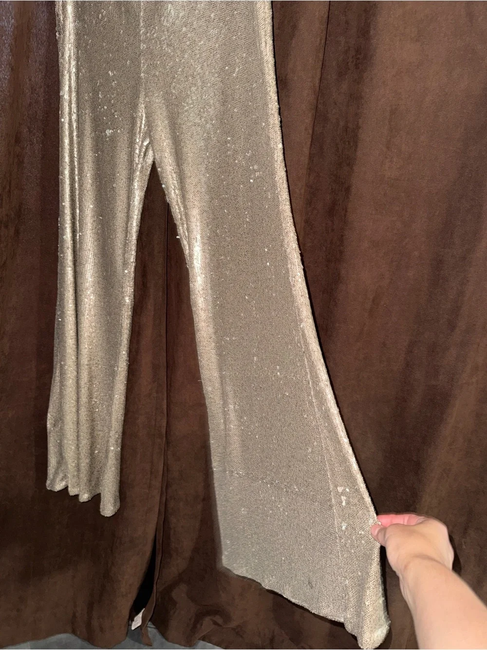 Free People NWT Free People The Minx Metallic Sequin Flare Pants!